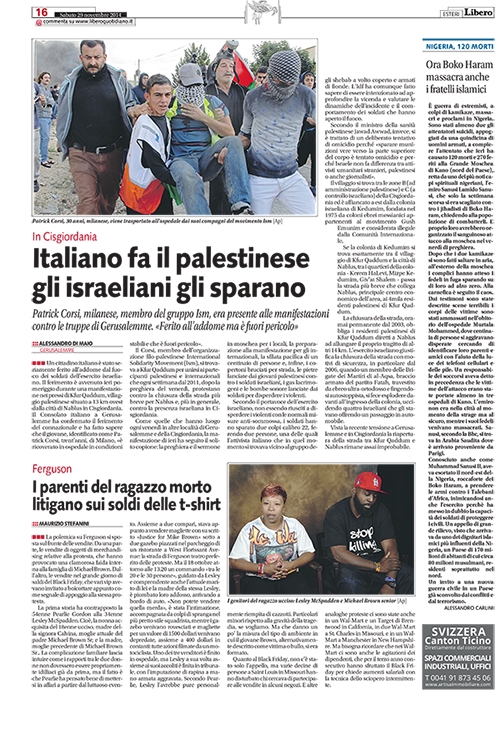 Cisgiordania, IDF spara e ferisce attivista italiano